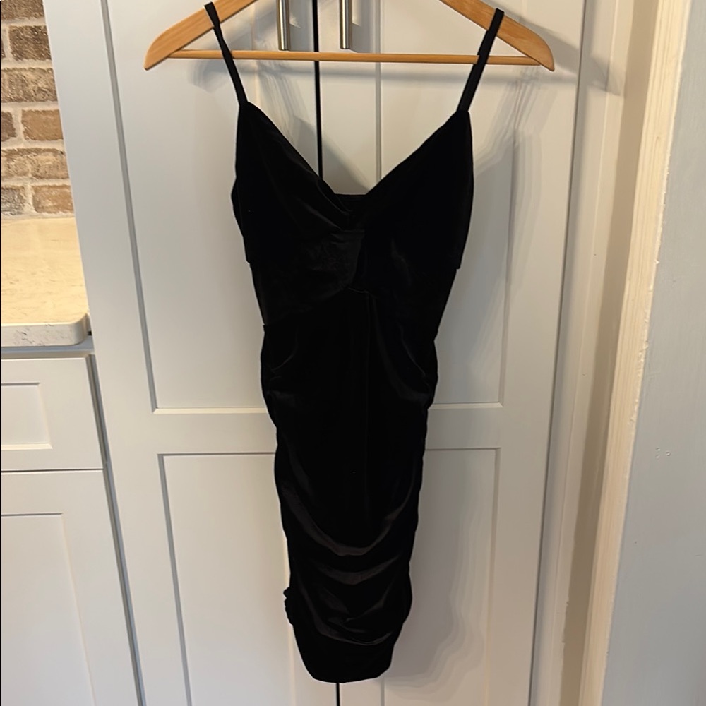 Katie J NYC Black Ruched Bodycon Mini Dress